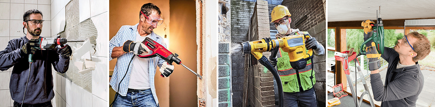 Работа с електрически перфоратор